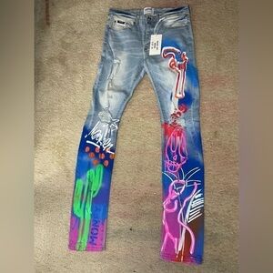 Mackeen® Binge Spray Street Wear Skinny Stretch Jean 30X32​​​​​​​​​​​​​​​​